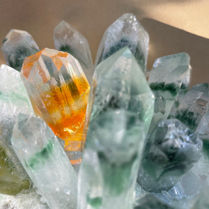 Green Phantom Quartz Cluster