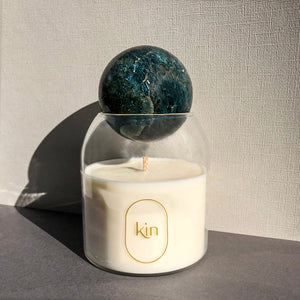 Crystal Orb Soy Wax Candle: Blue Apatite